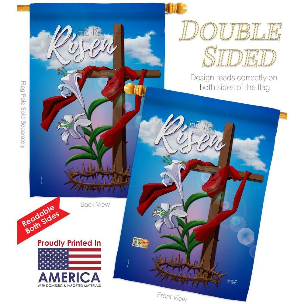 Angeleno Heritage MADE AND DESIGNED LOS ANGELES CALIFORNIA 28 in. x 40 in. Easter Cross Religious House Flag Double-Sided Decorative Vertical Flags - Image 2