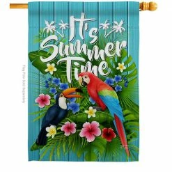 Angeleno Heritage MADE AND DESIGNED LOS ANGELES CALIFORNIA 28 in. x 40 in. Tropical Summer Coastal House Flag Double-Sided Decorative Vertical Flags