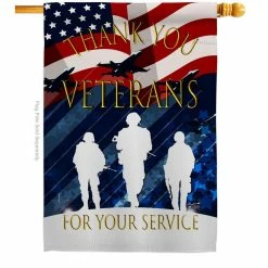 Angeleno Heritage MADE AND DESIGNED LOS ANGELES CALIFORNIA 28 in. x 40 in. Thank You Veterans Armed Forces House Flag Double-Sided Decorative Vertical Flags