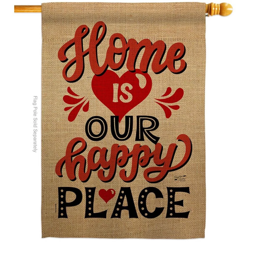 Angeleno Heritage MADE AND DESIGNED LOS ANGELES CALIFORNIA 28 in. x 40 in. Home is Happy Place Expression House Flag Double-Sided Decorative Vertical Flags