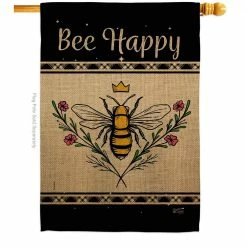Angeleno Heritage MADE AND DESIGNED LOS ANGELES CALIFORNIA 28 in. x 40 in. Queen Bee Happy Garden Friends House Flag Double-Sided Decorative Vertical Flags