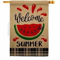 Angeleno Heritage MADE AND DESIGNED LOS ANGELES CALIFORNIA 28 in. x 40 in. Watermelon Summer House Flag Double-Sided Decorative Vertical Flags