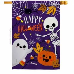 Angeleno Heritage MADE AND DESIGNED LOS ANGELES CALIFORNIA 28 in. x 40 in. Happy Halloween Fall House Flag Double-Sided Decorative Vertical Flags