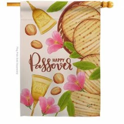 Angeleno Heritage MADE AND DESIGNED LOS ANGELES CALIFORNIA 28 in. x 40 in. Happy Pesach Religious House Flag Double-Sided Decorative Vertical Flags