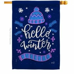 Angeleno Heritage MADE AND DESIGNED LOS ANGELES CALIFORNIA 28 in. x 40 in. Hello Winter House Flag Double-Sided Decorative Vertical Flags