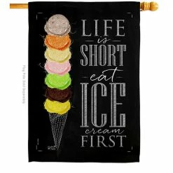 Angeleno Heritage MADE AND DESIGNED LOS ANGELES CALIFORNIA 28 in. x 40 in. Eat Ice Cream First Food House Flag Double-Sided Decorative Vertical Flags