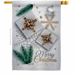 Angeleno Heritage MADE AND DESIGNED LOS ANGELES CALIFORNIA 28 in. x 40 in. Christmas Presents Winter House Flag Double-Sided Decorative Vertical Flags