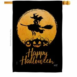 Angeleno Heritage MADE AND DESIGNED LOS ANGELES CALIFORNIA 28 in. x 40 in. Halloween Witch Fall House Flag Double-Sided Decorative Vertical Flags