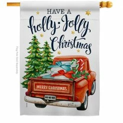 Angeleno Heritage MADE AND DESIGNED LOS ANGELES CALIFORNIA 28 in. x 40 in. Holly Jolly Christmas Winter House Flag Double-Sided Decorative Vertical Flags