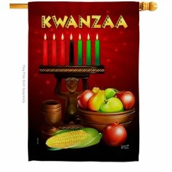 Angeleno Heritage MADE AND DESIGNED LOS ANGELES CALIFORNIA 28 in. x 40 in. Greeting Kwanzaa Winter House Flag Double-Sided Decorative Vertical Flags
