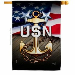 Angeleno Heritage MADE AND DESIGNED LOS ANGELES CALIFORNIA 28 in. x 40 in. USN House Flag Double-Sided Armed Forces Decorative Vertical Flags
