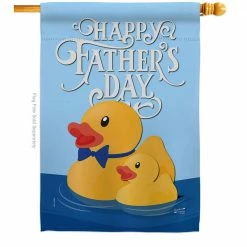 Angeleno Heritage MADE AND DESIGNED LOS ANGELES CALIFORNIA 28 in. x 40 in. Daddy Yellow Duckie Family House Flag Double-Sided Decorative Vertical Flags