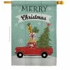 Angeleno Heritage MADE AND DESIGNED LOS ANGELES CALIFORNIA 28 in. x 40 in. Santa Red Truck Winter House Flag Double-Sided Decorative Vertical Flags