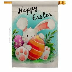 Angeleno Heritage MADE AND DESIGNED LOS ANGELES CALIFORNIA 28 in. x 40 in. Easter Bunny Spring House Flag Double-Sided Decorative Vertical Flags