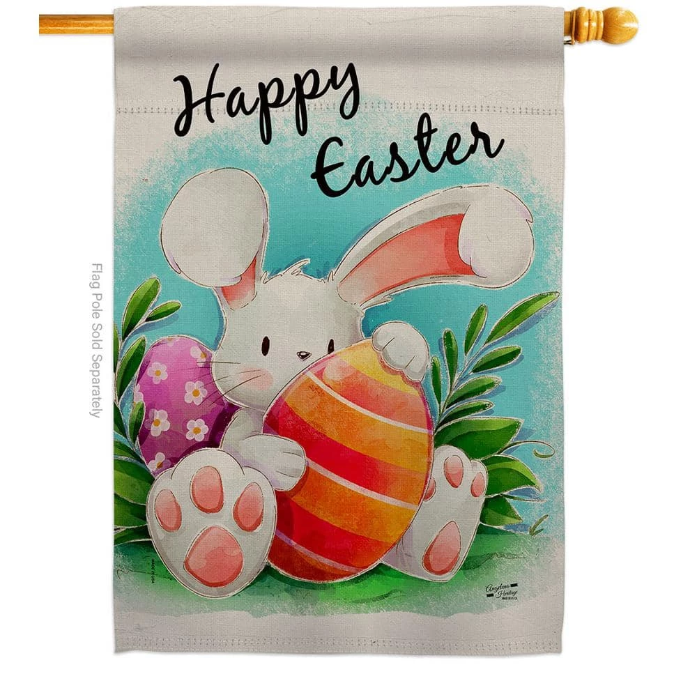 Angeleno Heritage MADE AND DESIGNED LOS ANGELES CALIFORNIA 28 in. x 40 in. Easter Bunny Spring House Flag Double-Sided Decorative Vertical Flags