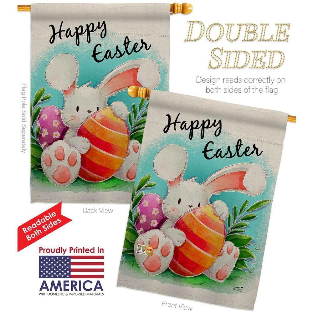 Angeleno Heritage MADE AND DESIGNED LOS ANGELES CALIFORNIA 28 in. x 40 in. Easter Bunny Spring House Flag Double-Sided Decorative Vertical Flags - Image 2