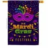Angeleno Heritage MADE AND DESIGNED LOS ANGELES CALIFORNIA 28 in. x 40 in. Mardi Gras Festival Spring House Flag Double-Sided Decorative Vertical Flags