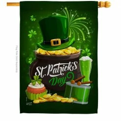 Angeleno Heritage MADE AND DESIGNED LOS ANGELES CALIFORNIA 28 in. x 40 in. St. Patty Day Spring House Flag Double-Sided Decorative Vertical Flags