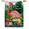 Angeleno Heritage MADE AND DESIGNED LOS ANGELES CALIFORNIA 28 in. x 40 in. Flamingo Summer Coastal House Flag Double-Sided Decorative Vertical Flags