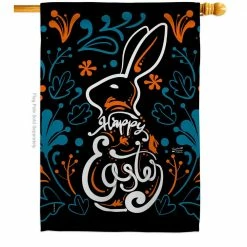 Angeleno Heritage MADE AND DESIGNED LOS ANGELES CALIFORNIA 28 in. x 40 in. Colorful Bunny Spring House Flag Double-Sided Decorative Vertical Flags