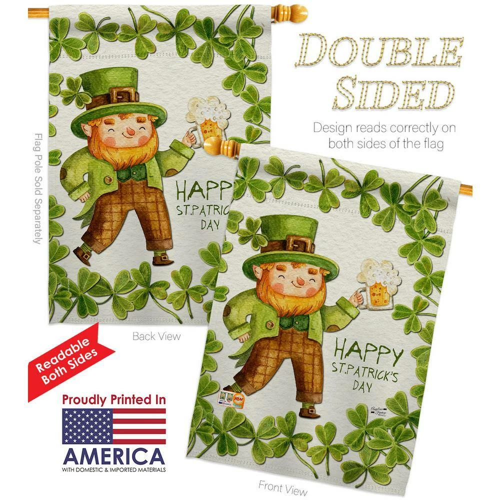 Angeleno Heritage MADE AND DESIGNED LOS ANGELES CALIFORNIA 28 in. x 40 in. Happy Leprechaun Spring House Flag Double-Sided Decorative Vertical Flags - Image 2