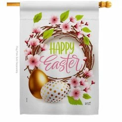Angeleno Heritage MADE AND DESIGNED LOS ANGELES CALIFORNIA 28 in. x 40 in. Easter Wreath Spring House Flag Double-Sided Decorative Vertical Flags