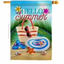 Angeleno Heritage MADE AND DESIGNED LOS ANGELES CALIFORNIA 28 in. x 40 in. Beach Summer Day Coastal House Flag Double-Sided Decorative Vertical Flags