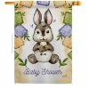 Angeleno Heritage MADE AND DESIGNED LOS ANGELES CALIFORNIA 28 in. x 40 in. Bunny Baby Shower Celebration House Flag Double-Sided Decorative Vertical Flags