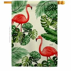 Angeleno Heritage MADE AND DESIGNED LOS ANGELES CALIFORNIA 28 in. x 40 in. Paradise Flamingos House Flag Double-Sided Readable Both Sides Garden Friends Birds Decorative