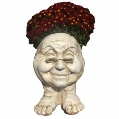 HOMESTYLES 14 in. Antique White Grandma Violet Muggly Planter Statue Holds 6 in. Pot