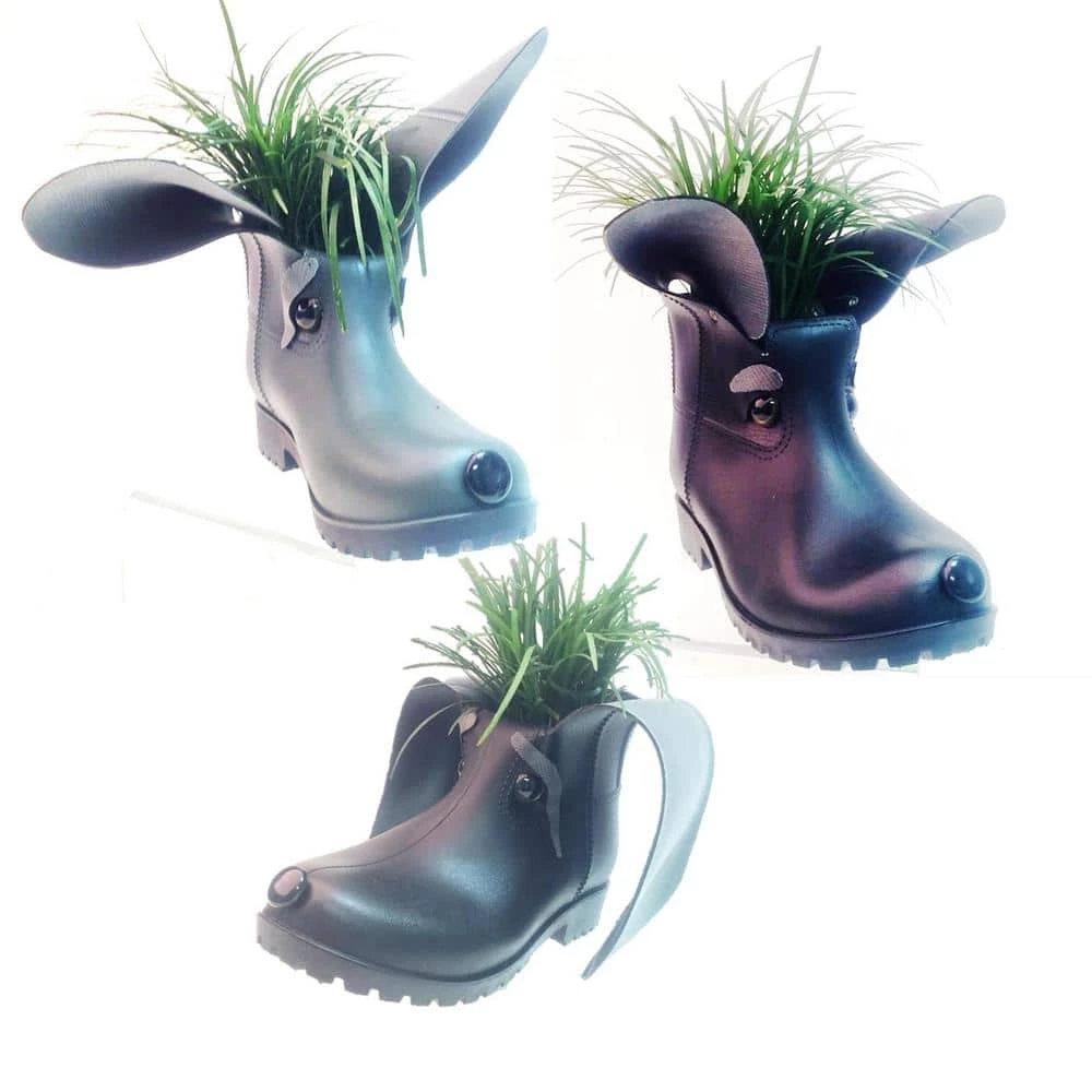 HOMESTYLES 11 in. Boot Buddies Dog Sculpture and Planter Home and Garden Boots Loyal Companion Figurines (3-Piece Set)
