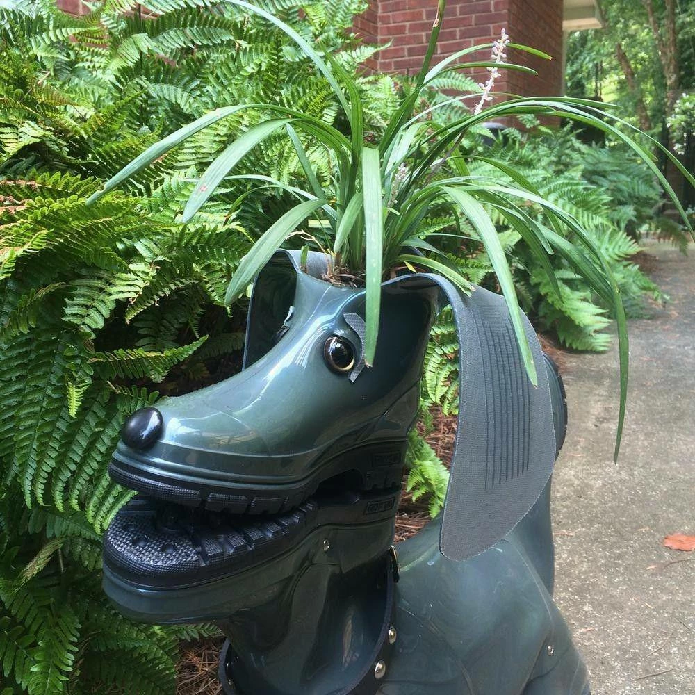 HOMESTYLES 20 in. Sophie the Boot Buddies Dog Sculpture and Planter Home and Garden Loyal Companion Statue Olive Gloss - Image 13