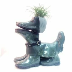 HOMESTYLES 20 in. Sophie the Boot Buddies Dog Sculpture and Planter Home and Garden Loyal Companion Statue Olive Gloss