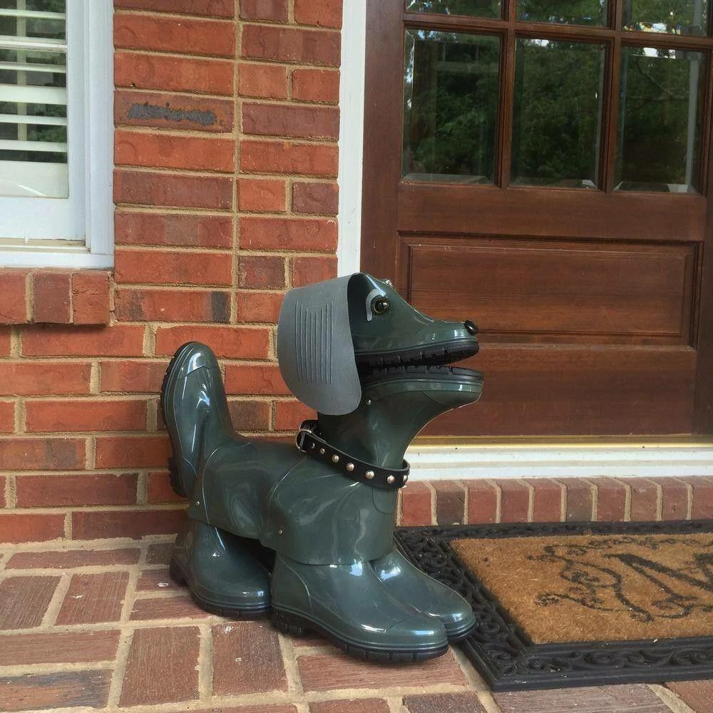 HOMESTYLES 20 in. Sophie the Boot Buddies Dog Sculpture and Planter Home and Garden Loyal Companion Statue Olive Gloss - Image 11