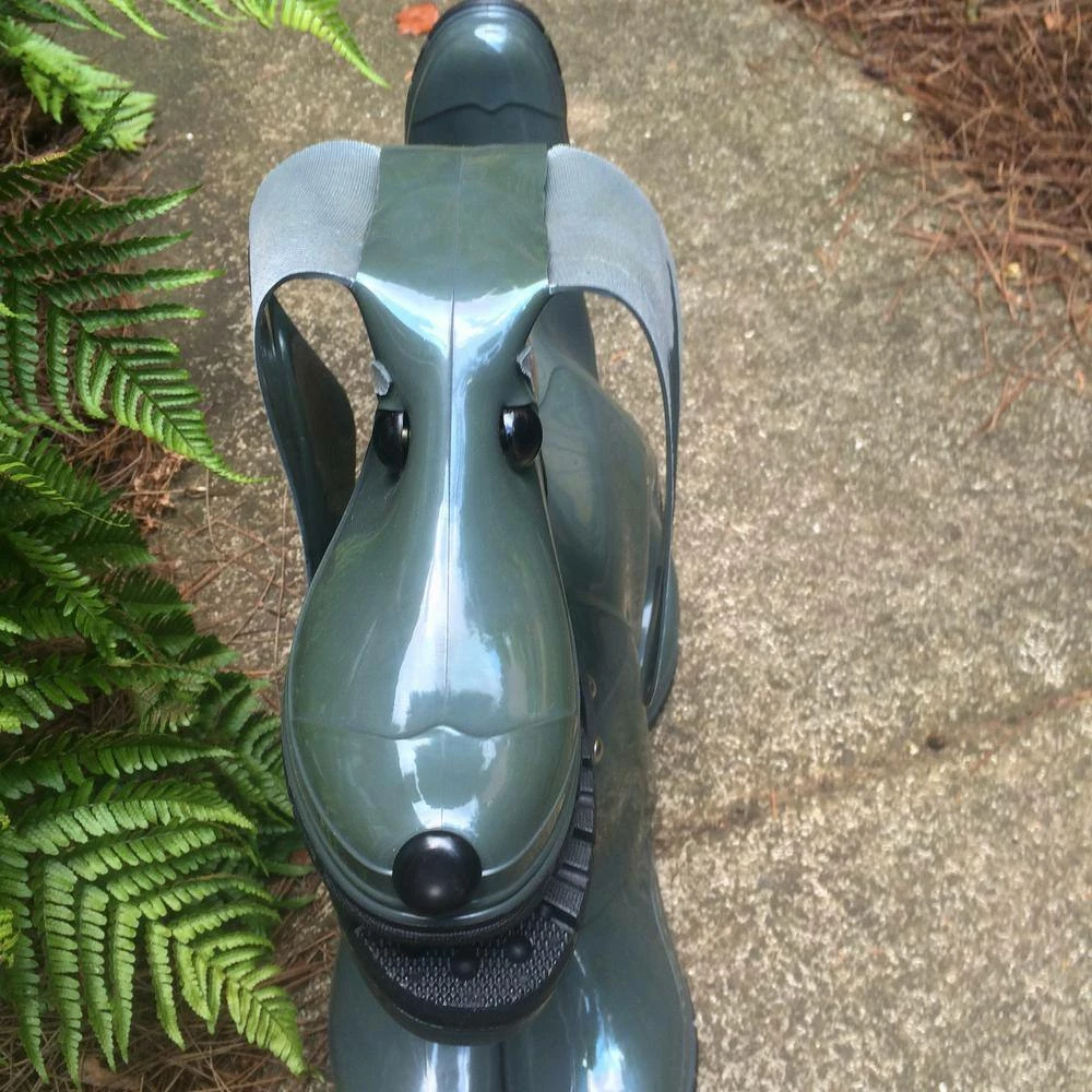 HOMESTYLES 20 in. Sophie the Boot Buddies Dog Sculpture and Planter Home and Garden Loyal Companion Statue Olive Gloss - Image 7