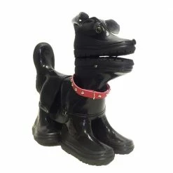 HOMESTYLES 15 in. Buster the Boot Buddies Dog Sculpture and Planter Home and Garden Loyal Companion Black Gloss Statue