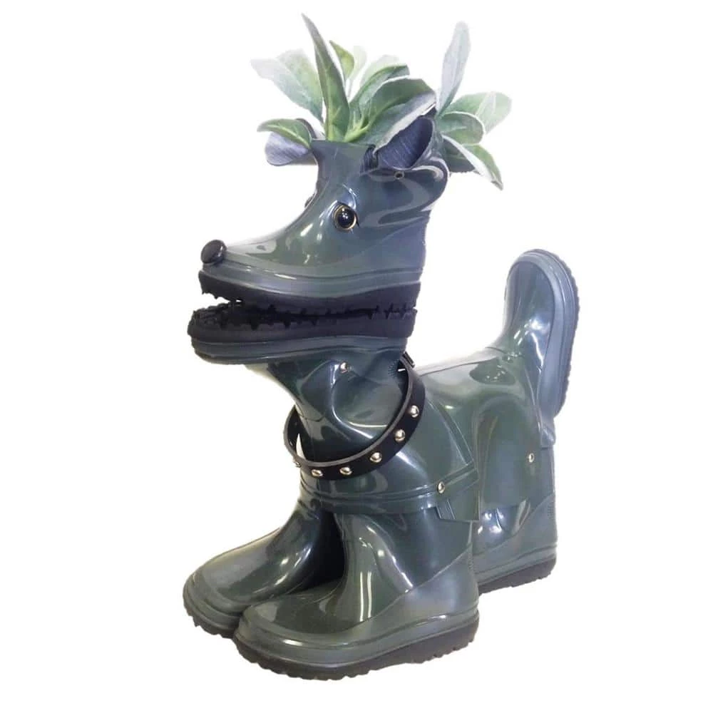HOMESTYLES 15 in. Lily the Boot Buddies Dog Sculpture and Planter Home and Garden Loyal Companion Statue