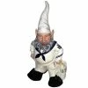 HOMESTYLES 14 in. H Navy Sailor Gnome in White Uniform with Duffel Bag Home and Garden Gnome Statue