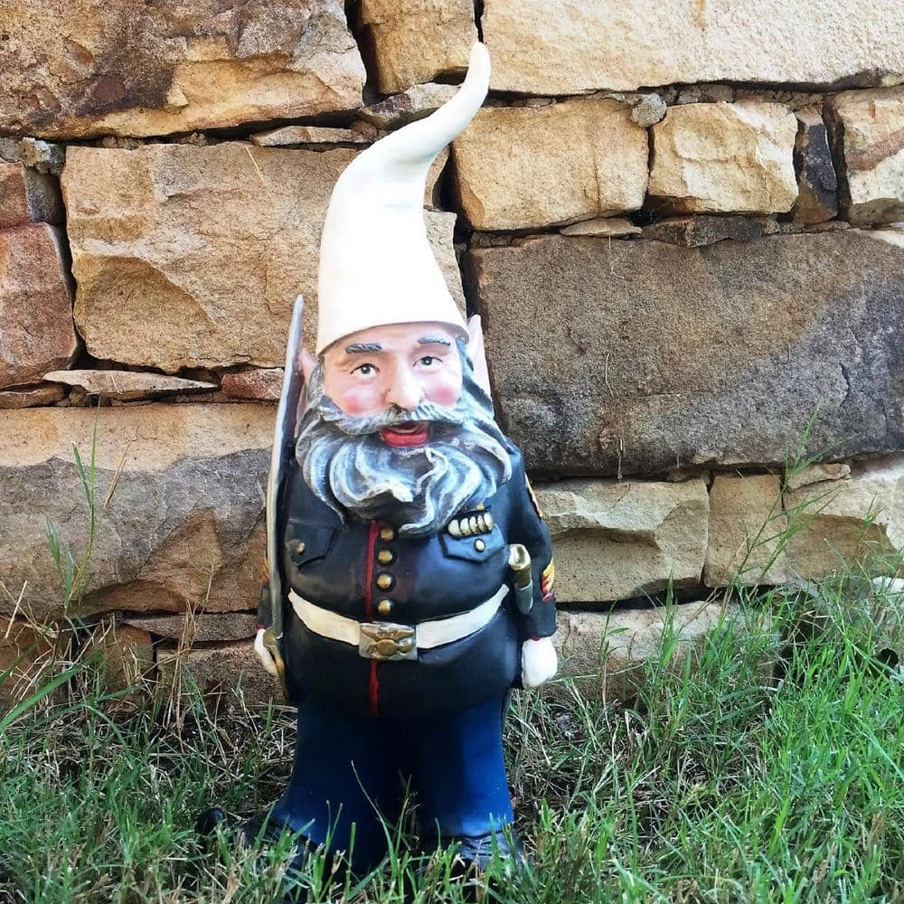 HOMESTYLES 14 in. H Ooh Rah Marine Gnome Military Soldier Dress Blues with Sword Home and Garden Gnome Statue - Image 2