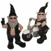 HOMESTYLES 14.5 in. H Peace Sign Biker Dude and Babe Gnome Riding Her White Motorcycle Garden Statue