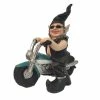HOMESTYLES 12 in. H Biker Babe the Biker Gnome in Leather Motorcycle Gear Riding Her TEAL Bike Home and Garden Gnome Statue