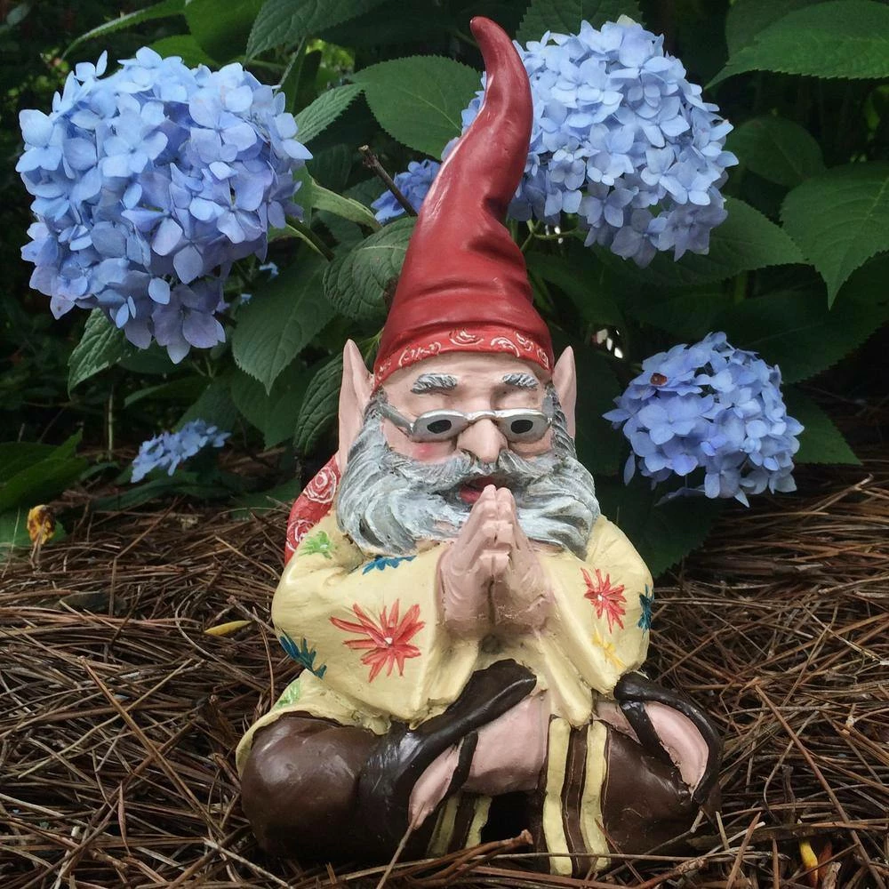 HOMESTYLES 10 in. H 60's "Peace Man" and "Chick" Hippie ZEN Gnome Couple Home and Garden Gnome Statue - Image 6