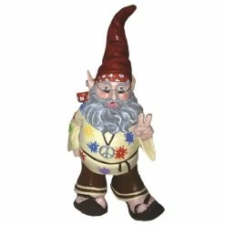 HOMESTYLES 14 in. H 60's Jerry Peace Man Hippie Gnome Home and Garden Gnome Statue