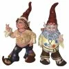 HOMESTYLES 14.5 in. H Jerry Peace Man and Janice Chick Flower Child Hippie Gnome Home and Garden Gnome Statue