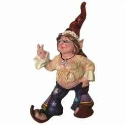 HOMESTYLES 14 in. H 60's Janice Chick Flower Child Hippie Gnome Home and Garden Gnome Statue