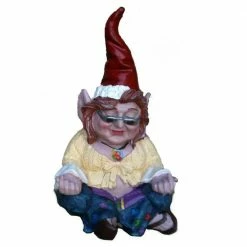 HOMESTYLES 10 in. H 60's Janice Chick Flower Child Hippie ZEN Gnome Home and Garden Gnome Statue