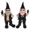 HOMESTYLES 14.5 in. H Peace Sign Biker Dude and Babe the Biker Gnome in Leather Motorcycle Riding Gear 2-Piece Set Statues