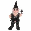 HOMESTYLES 14.5 in. H Peace Sign Biker Babe The Biker Gnome in Full Leather Motorcycle Riding Gear Home and Garden Gnome Statue