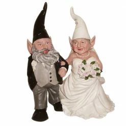 HOMESTYLES 14 in. H Bride and Groom Wedding Gnome Married Couple Home and Garden Gnome Collectible Statue
