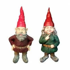 HOMESTYLES Gnomes of Toad Hollow - Merlinand Zeldathe Female Garden Gnome Couple Figurine Statue 20 in. H